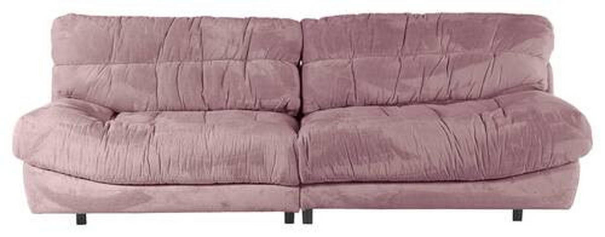 BIG SOFFA i plysch rosa  - svart/rosa, Klassisk, textil/plast (262/70/115cm) - MID.YOU