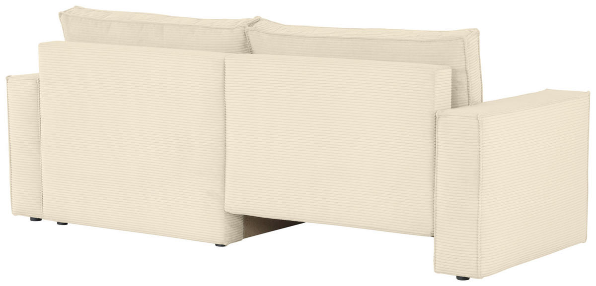 ECKSOFA Beige Feincord  - Beige/Schwarz, KONVENTIONELL, Kunststoff/Textil (242/151cm) - Carryhome