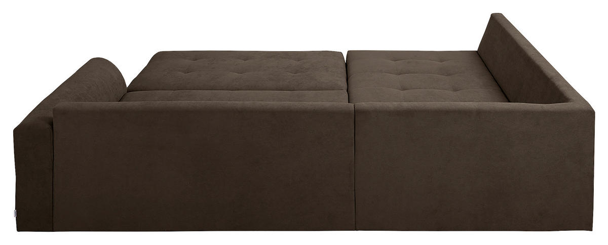 ECKSOFA inkl. Hocker Ariella Braun Mikrofaser  - Naturfarben/Braun, Design, Holz/Textil (161/231cm) - Livetastic