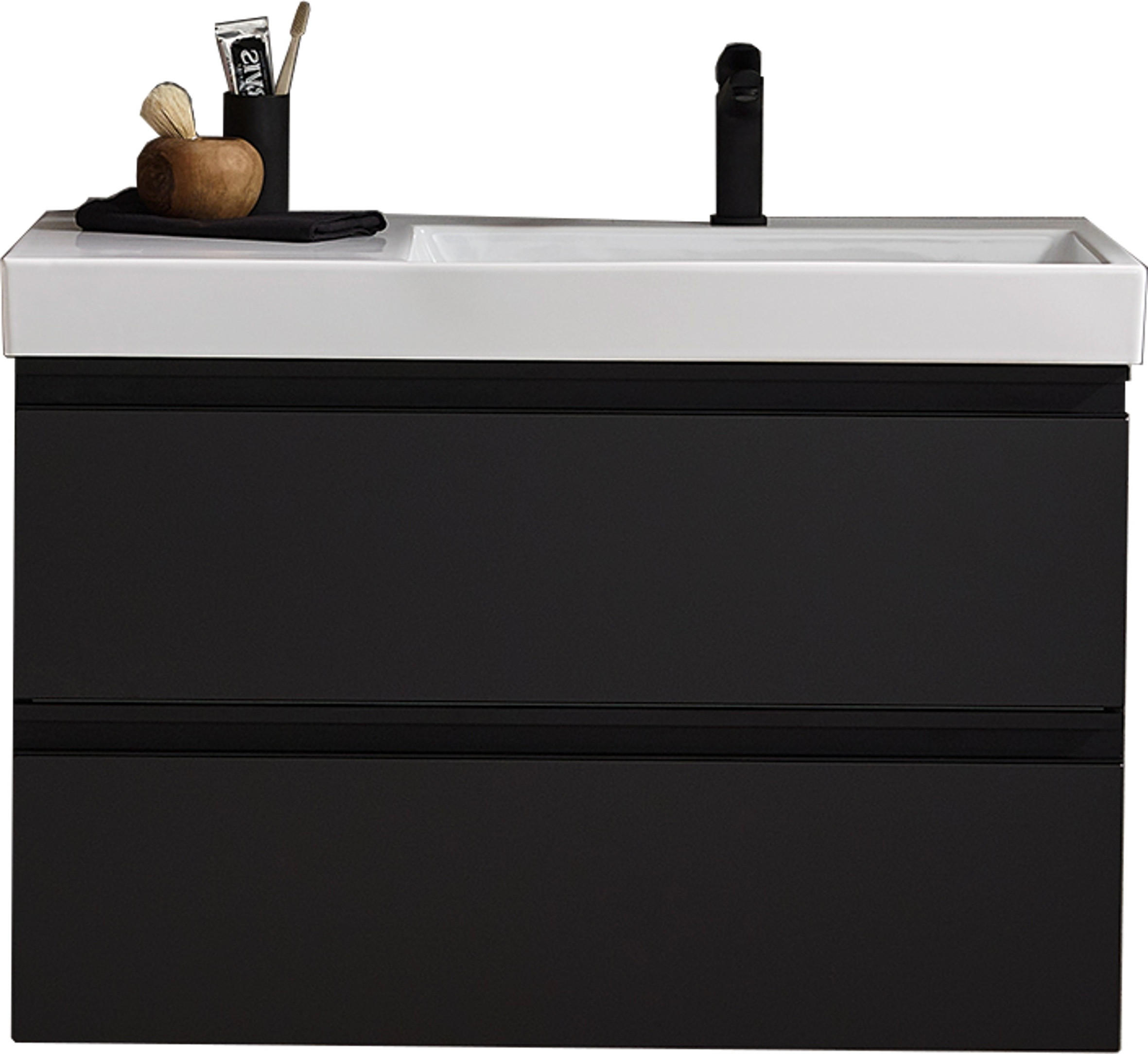 WASCHTISCHKOMBI 92 cm  - Schwarz/Weiß, Design, Keramik/Holzwerkstoff (92cm) - Novel