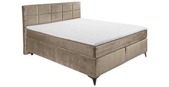 BOXSPRINGBETT 180/200 cm  in Sandfarben  - Sandfarben/Schwarz, Design, Holzwerkstoff/Kunststoff (180/200cm) - Xora