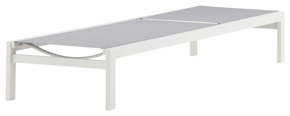 SONNENLIEGE 60/30/195 cm  - Weiß/Grau, KONVENTIONELL, Metall (60/30/195cm) - Gardenson