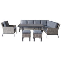 LOUNGE GARNITURA tkanina aluminij  - temno siva/siva, Moderno, kovina/umetna masa - Amatio