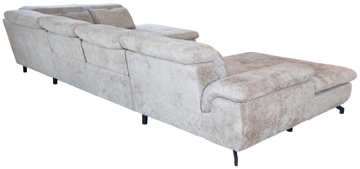 WOHNLANDSCHAFT Beige Struktur  - Beige/Schwarz, KONVENTIONELL, Textil/Metall (188/357/253cm) - Carryhome
