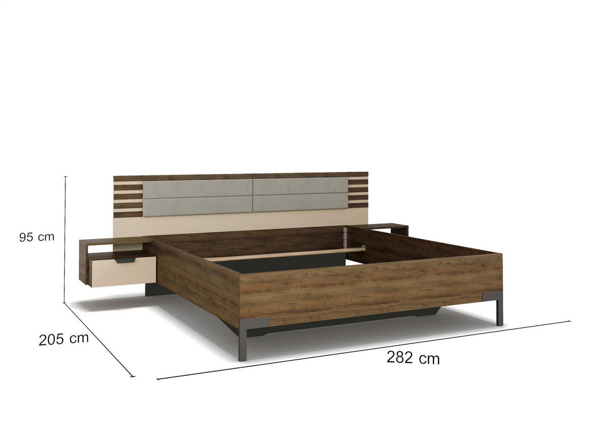 BETTANLAGE - Eiche dunkel/Champagner, MODERN (180/200cm) - Rauch Möbel