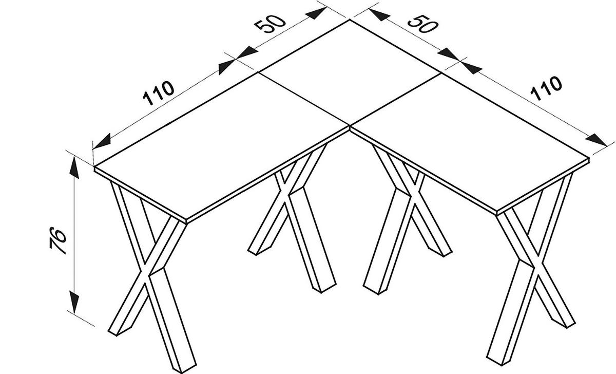 Masă De Birou Pe Colț, 160/160/76 cm, material pe bază de lemn - stejar Sonoma/negru, Modern, metal/material pe bază de lemn (160/160/76cm) - MID.YOU