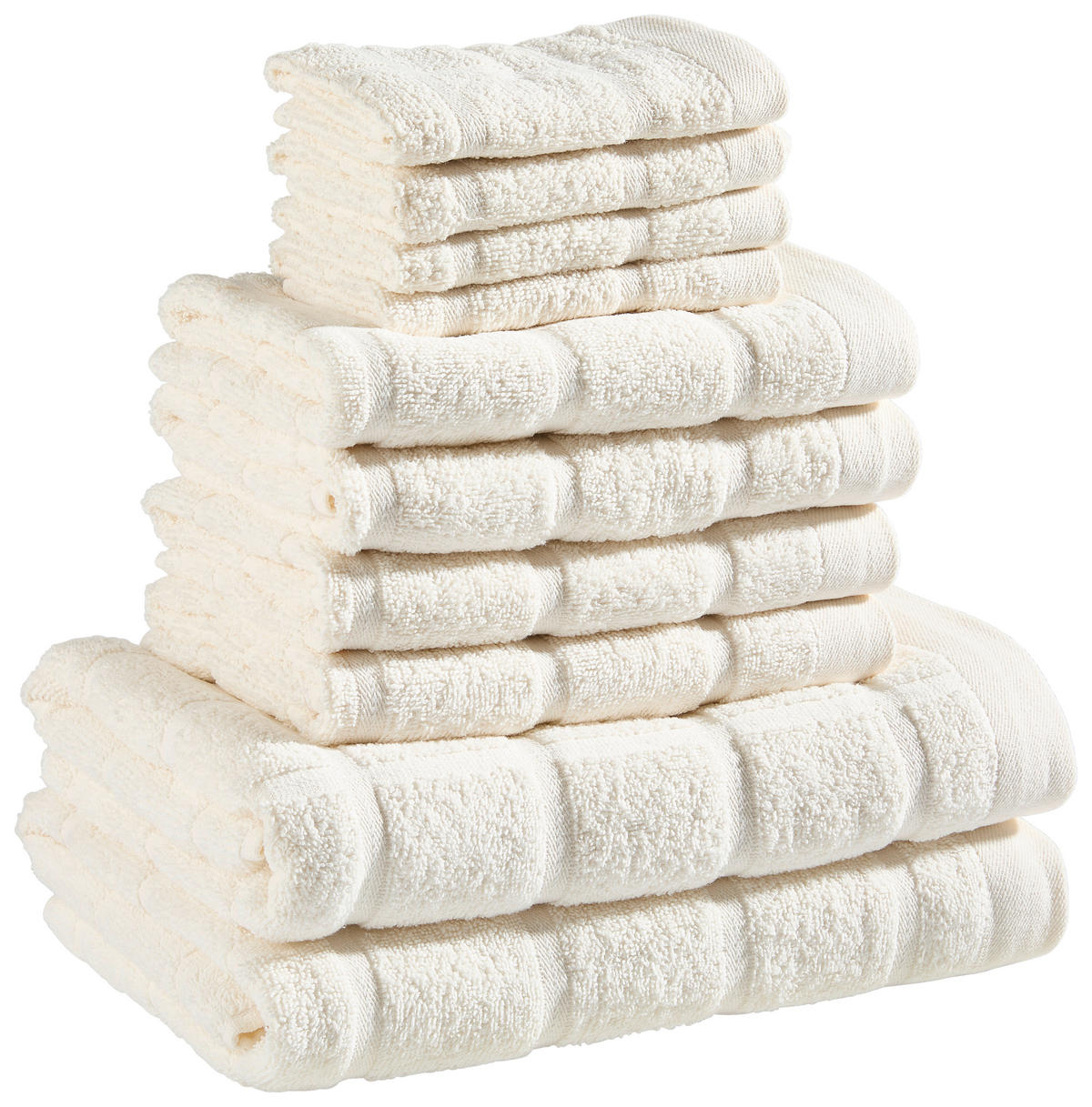 FROTTIERSET CHECK Weiß 10-teilig  - Weiß, Design, Textil (30/50cm) - Esposa