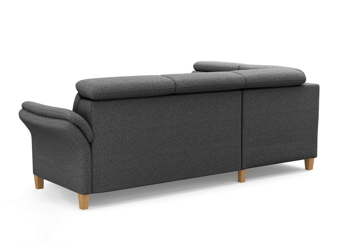 ECKSOFA GLENDALE E in Flachgewebe Dunkelgrau  193/247 cm  - Eichefarben/Dunkelgrau, KONVENTIONELL, Holz/Textil (193/247cm) - Sit & More
