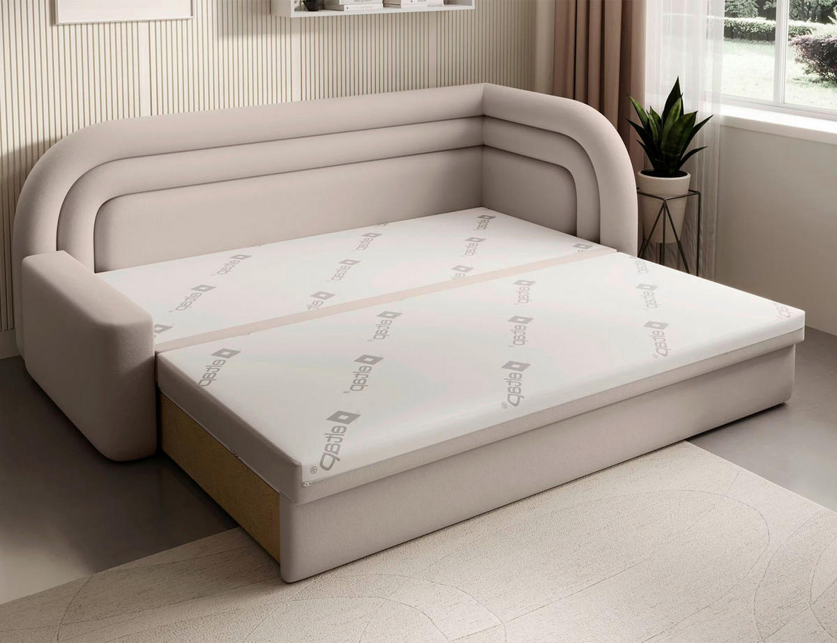 RÉCAMIERE Samt Beige  - Beige/Schwarz, Design, Kunststoff/Textil (223/80/86cm) - P & B