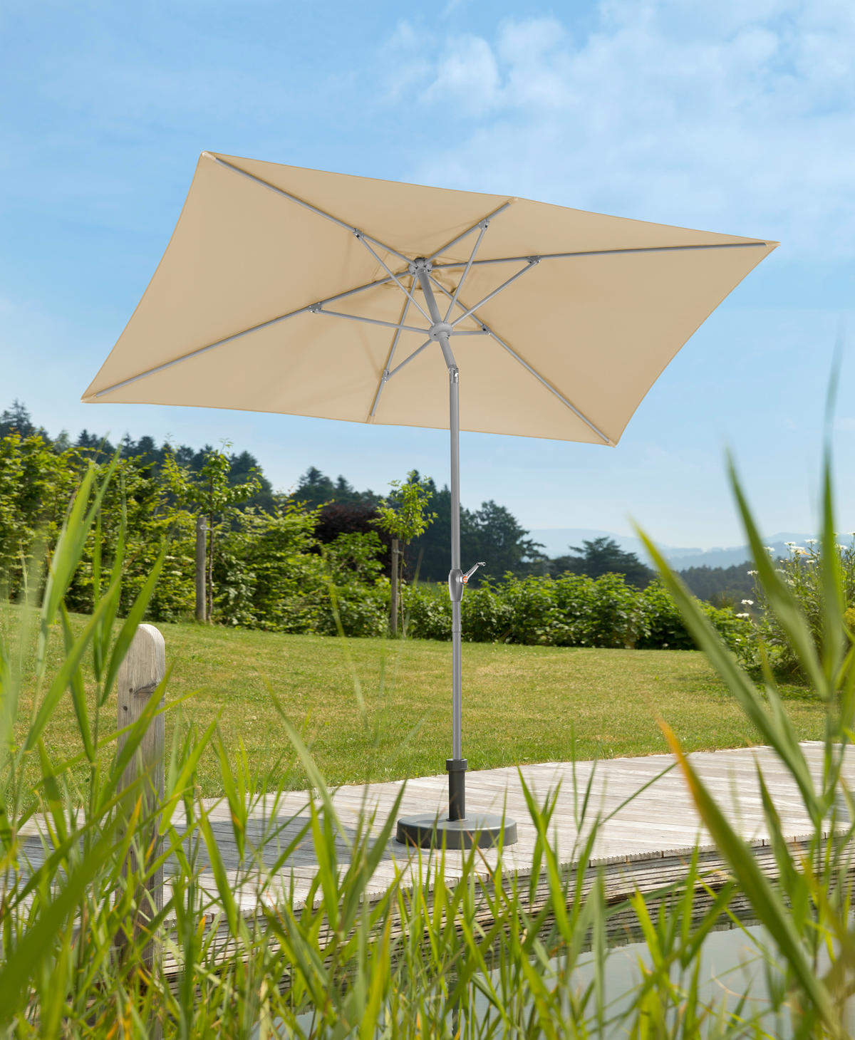 SONNENSCHIRM 300 cm Naturfarben  - Silberfarben/Naturfarben, Basics, Textil/Metall (200/250/300cm) - Schneider