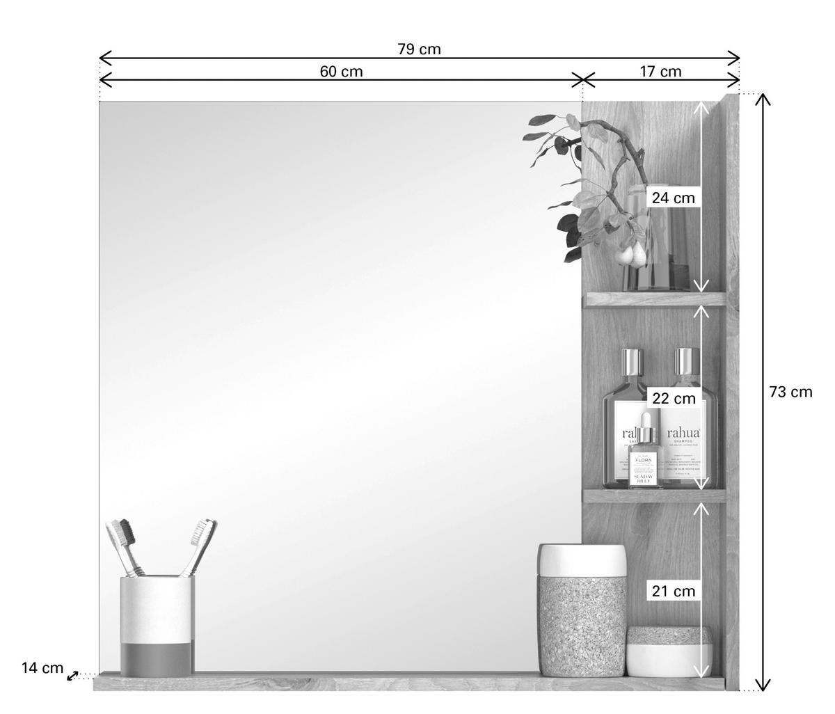 BADEZIMMER 3-teilig  in 140 cm  - Eichefarben/Weiß Hochglanz, MODERN, Glas/Keramik (140cm) - MID.YOU