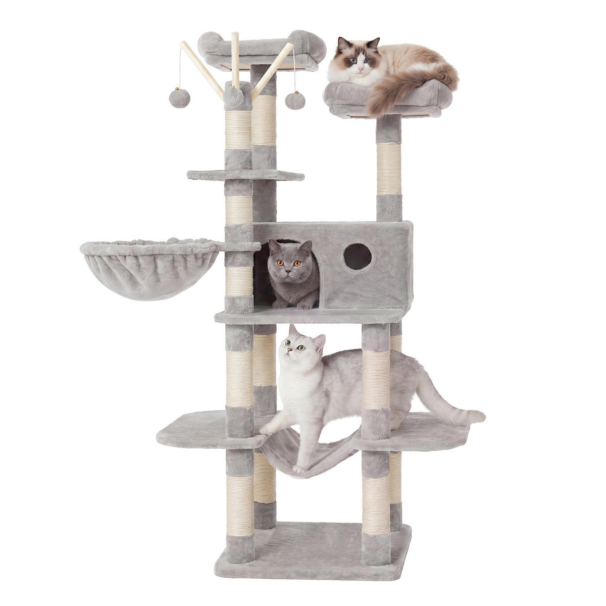 KRATZBAUM - Hellgrau, Trend, Holzwerkstoff/Textil (50/164/50cm) - Boxxx