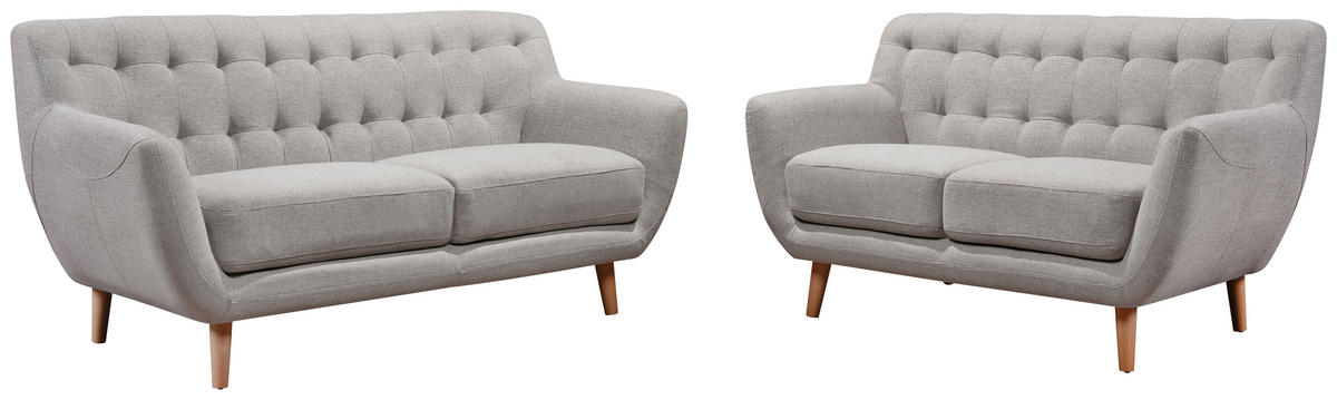 Set Canapele, textil, gri, gri deschis - gri deschis/culoare natur, Design, lemn/textil (180/84/82cm) - Niels Andersson