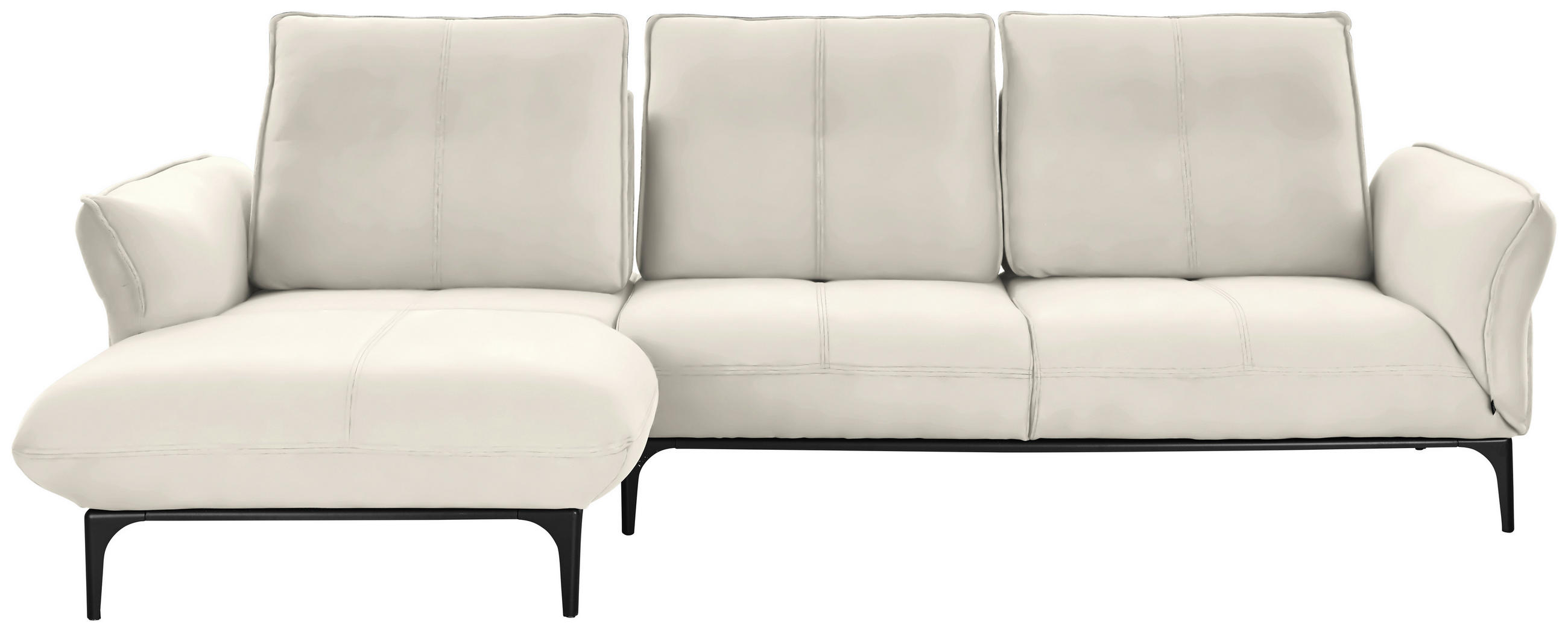 ECKSOFA  in Echtleder Weiß  182/277 cm  - Schwarz/Weiß, Natur, Leder (182/277cm) - Valnatura