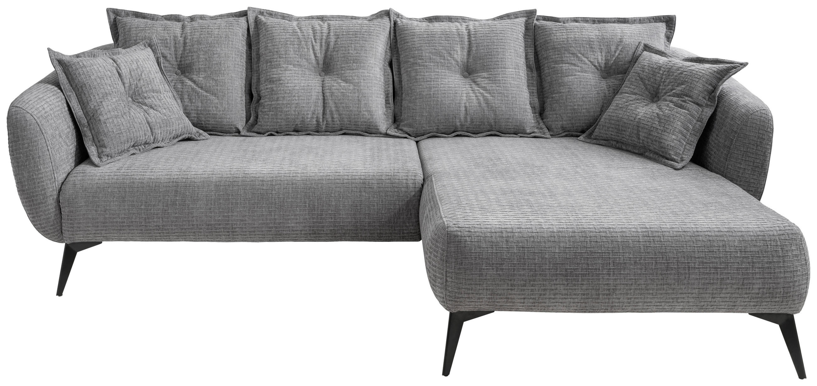ECKSOFA in Mikrofaser Grau  - Schwarz/Grau, Modern, Textil/Metall (277/162cm) - Livetastic