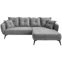 ECKSOFA in Mikrofaser Grau  - Schwarz/Grau, Modern, Textil/Metall (277/162cm) - Livetastic