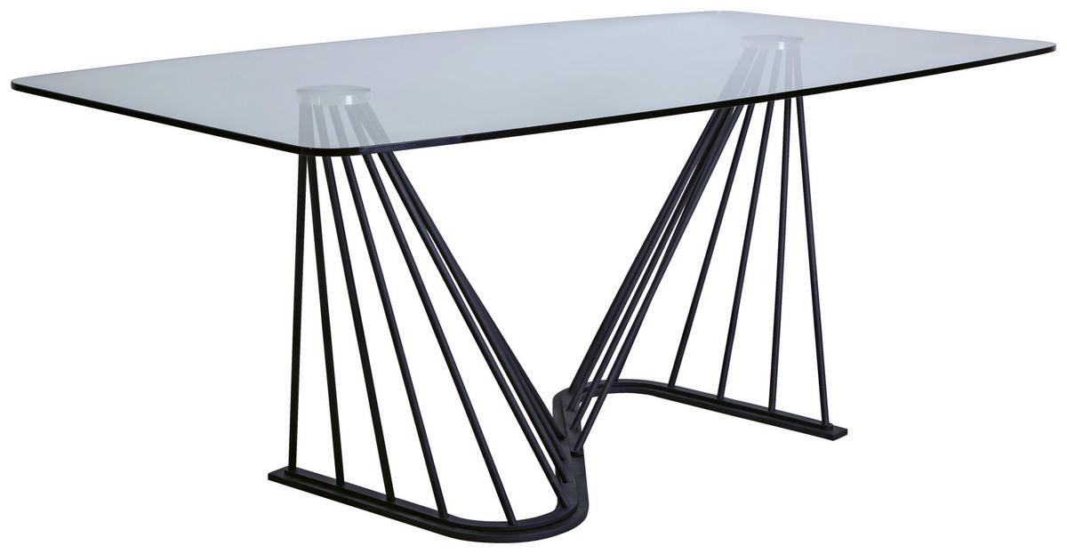 JEDÁLENSKÝ STÔL, číra, 180/100/76 cm - číra/čierna, Design, kov/sklo (180/100/76cm) - Voleo