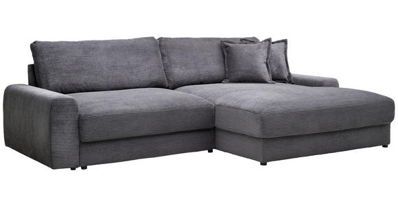 ECKSOFA in Cord Dunkelgrau  - Dunkelgrau/Schwarz, MODERN, Kunststoff/Textil (300/180cm) - Carryhome