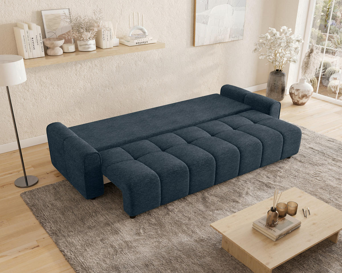 SCHLAFSOFA OLIVIER in Struktur Dunkelgrau  - Dunkelgrau/Schwarz, MODERN, Kunststoff/Textil (236/90/100cm) - MID.YOU