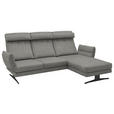 ECKSOFA  in Flachgewebe Hellgrau  279-327/176-217 cm  - Hellgrau/Schwarz, Design, Textil/Metall (279-327/176-217cm) - Dieter Knoll