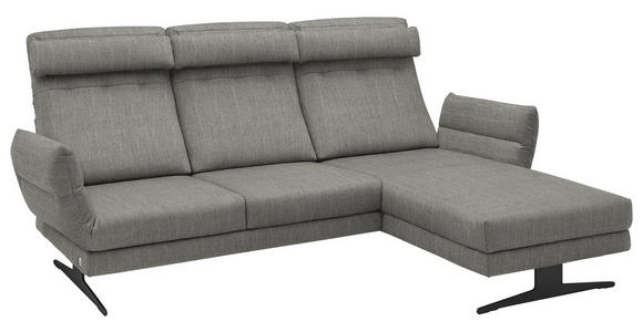 ECKSOFA  in Flachgewebe Hellgrau  279-327/176-217 cm  - Hellgrau/Schwarz, Design, Textil/Metall (279-327/176-217cm) - Dieter Knoll