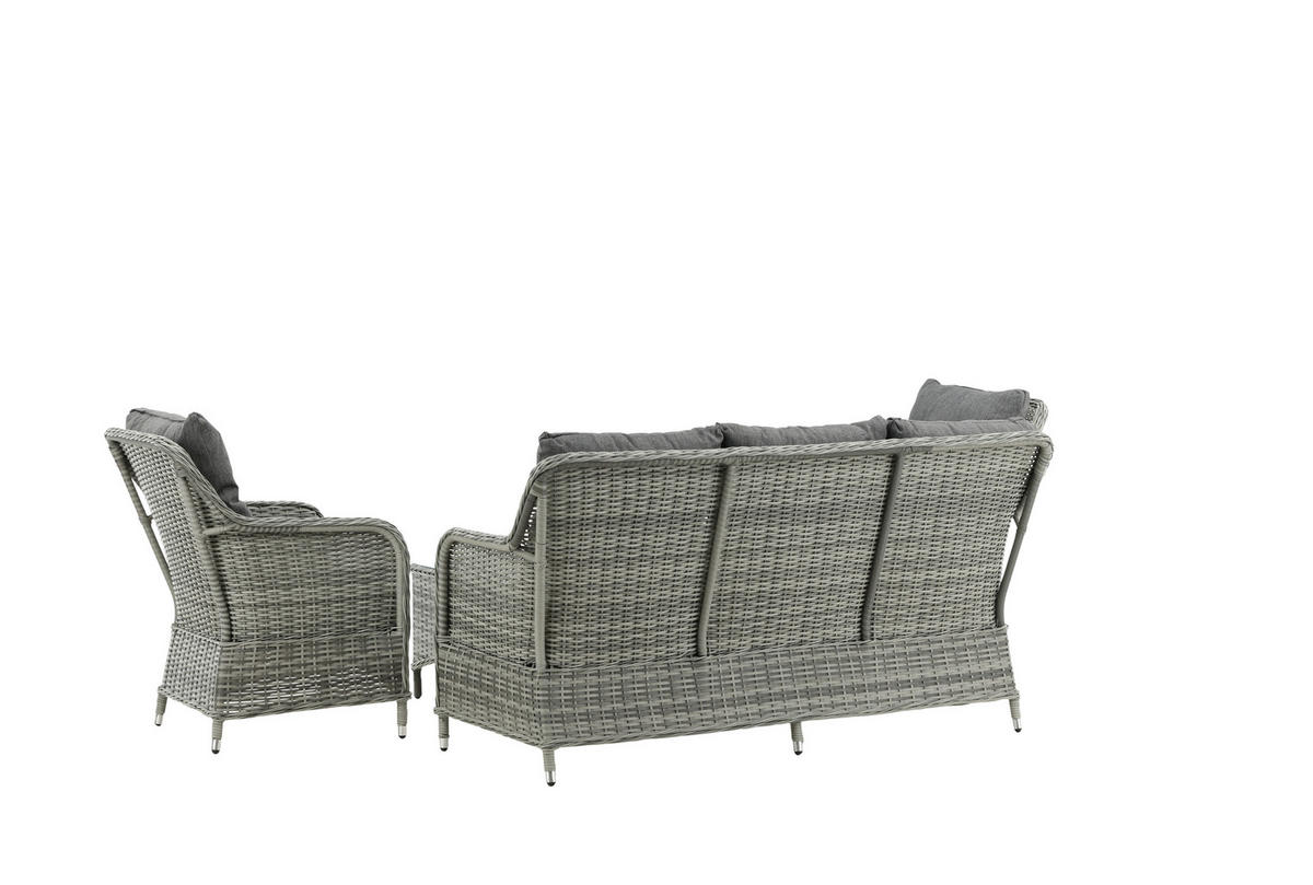 LOUNGEGARNITUR   Rattan  - Grau, KONVENTIONELL, Holz - Gardenson