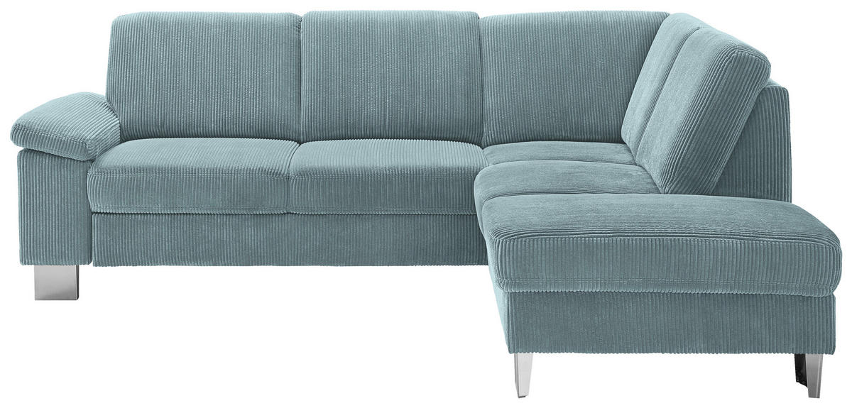 ECKSOFA in Cord Hellblau  248/200 cm  - Edelstahlfarben/Hellblau, KONVENTIONELL, Textil/Metall (248/200cm) - Beldomo System