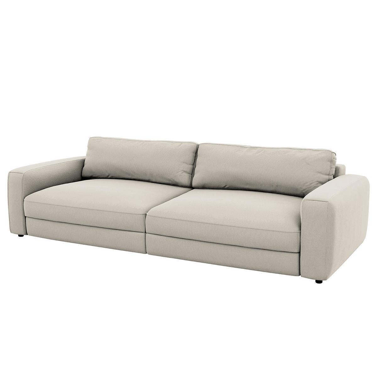 BIGSOFA in Cord Grau  - Schwarz/Grau, Modern, Kunststoff/Textil (264/84/125cm) - Trendmanufaktur