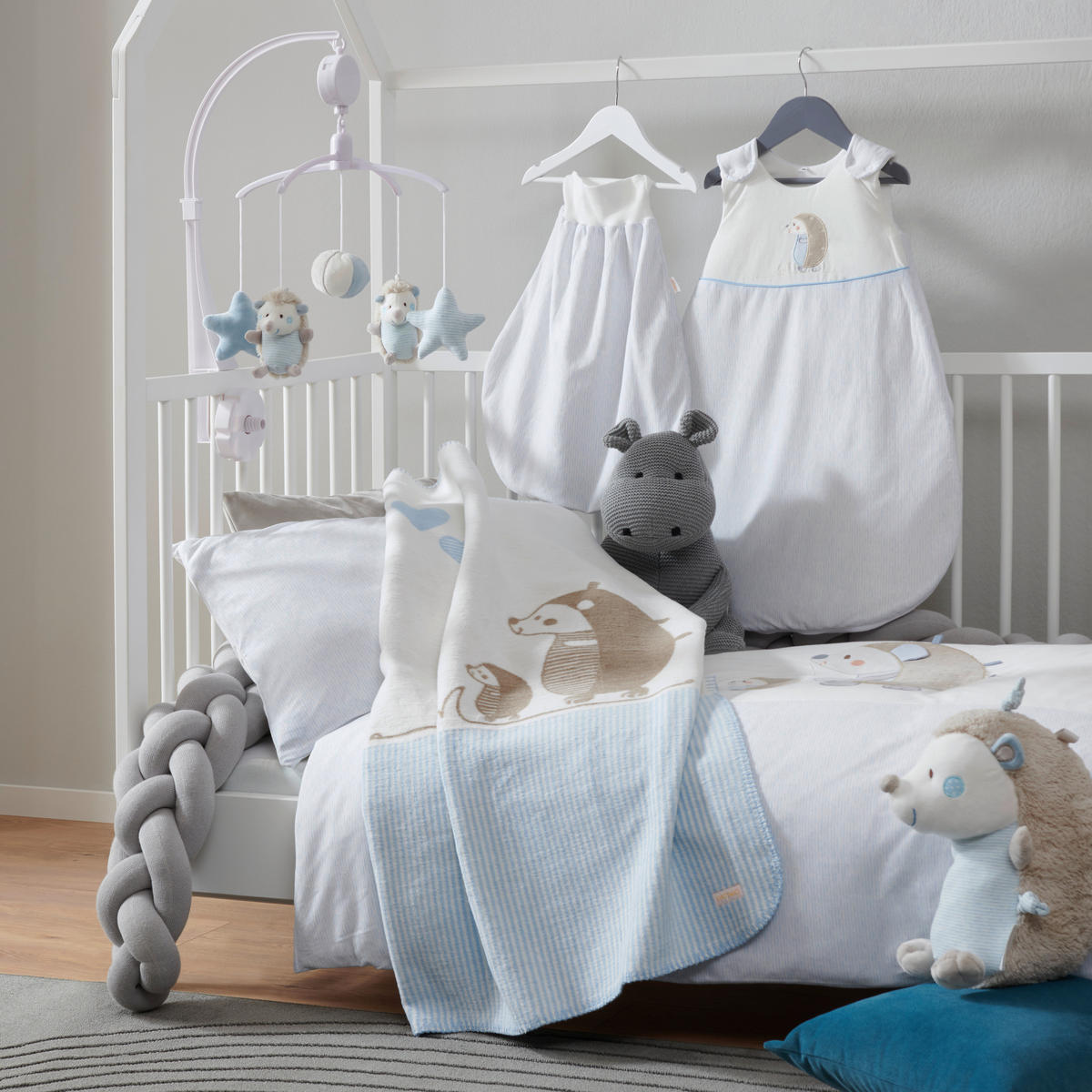 SCHMUSEDECKE FIPS  75/100 cm  - Blau/Weiss, Basics, Textil (75/100cm) - Patinio