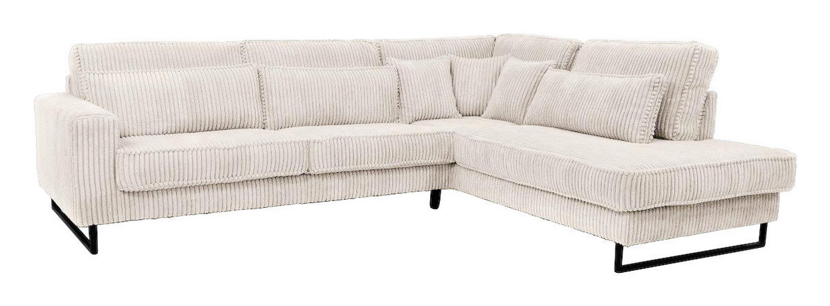 ROHOVÁ SEDAČKA, textil, kompozitní dřevo, krémová - černá/krémová, Konvenční, kov/kompozitní dřevo (284/253cm) - Livetastic