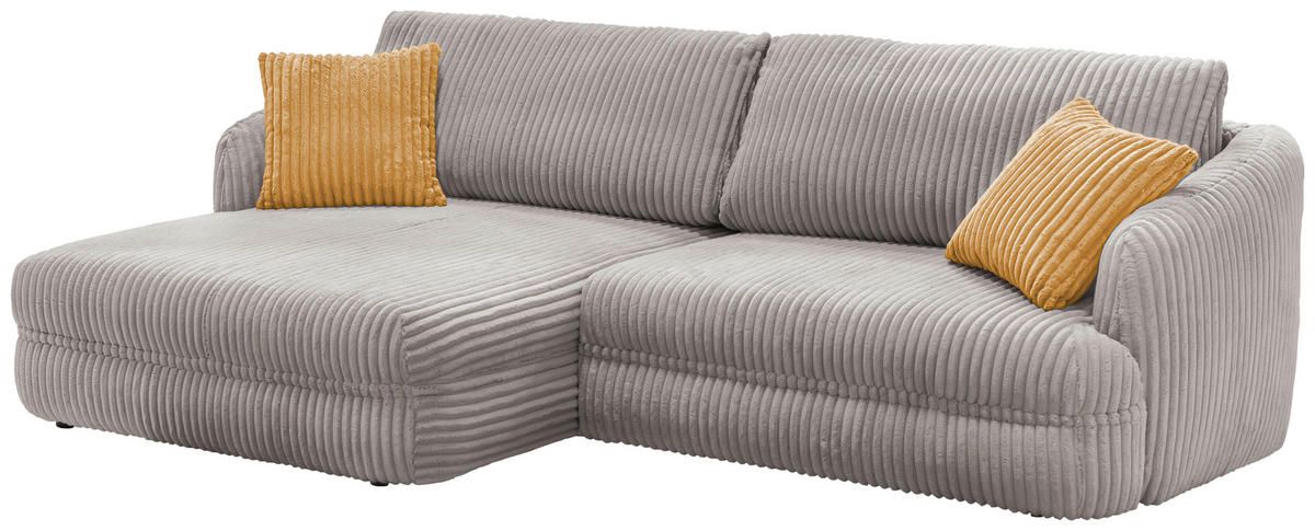 ECKSOFA in Cord Hellbraun  - Hellbraun/Gelb, Design, Kunststoff/Textil (161/284cm) - Livetastic