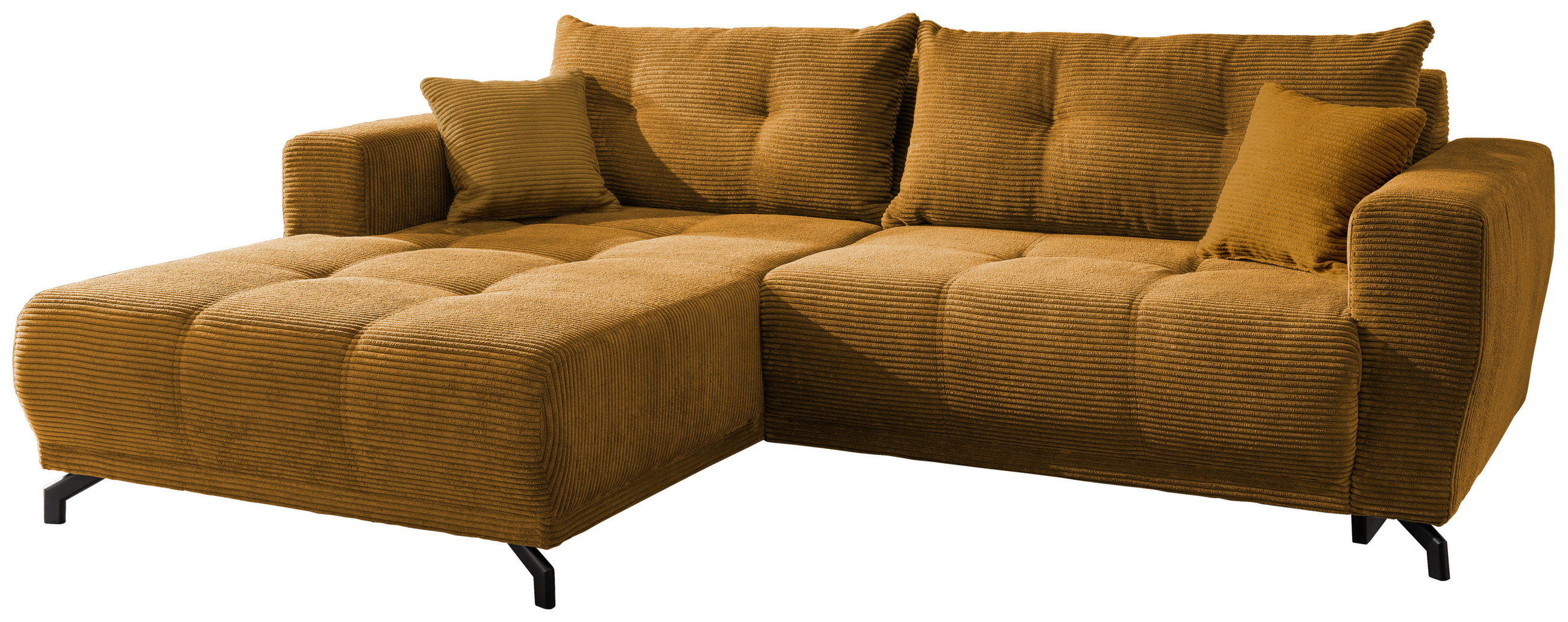 ECKSOFA Goldfarben Cord  - Goldfarben/Schwarz, MODERN, Holz/Textil (177/246cm) - MID.YOU