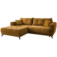 ECKSOFA in Cord Goldfarben  - Goldfarben/Schwarz, Modern, Holz/Textil (177/246cm) - MID.YOU