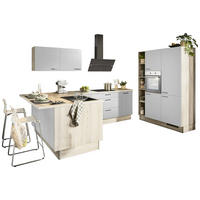 ECKKÜCHE  in Hellgrau, Tannenholzfarben  - Tannenholzfarben/Hellgrau, Design, Holzwerkstoff/Metall (121,6/280/150cm) - Xora