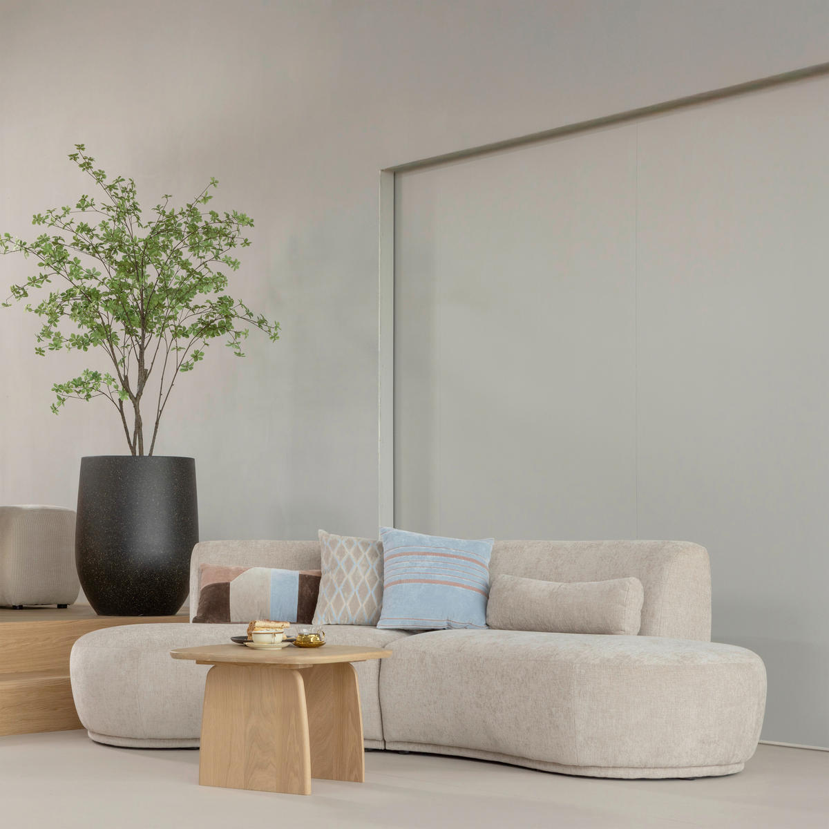 ZIERKISSENSET  45/45 cm   - Blau/Naturfarben, Basics, Textil (45/45cm) - Livetastic