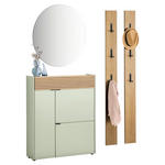 GARDEROBE 4-teilig  in 143/200/22 cm  - Eichefarben/Grün, Design, Glas/Holzwerkstoff (143/200/22cm) - Voleo