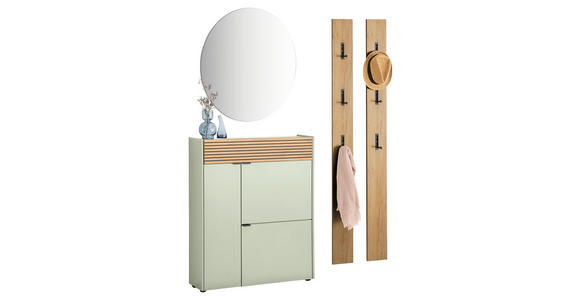 GARDEROBE 4-teilig  in 143/200/22 cm  - Eichefarben/Grün, Design, Glas/Holzwerkstoff (143/200/22cm) - Voleo