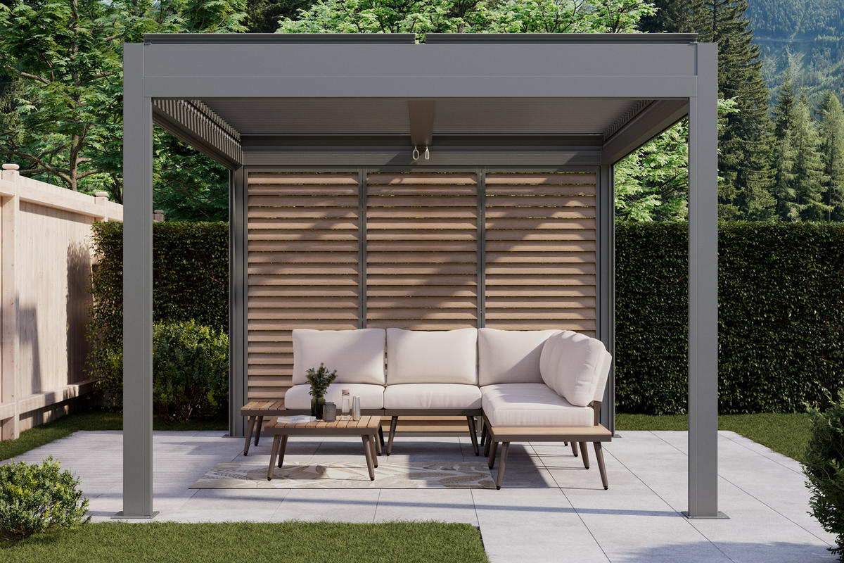 SIDODEL PAVILJONG - antracit/naturfärgad, Modern, metall (91.5/211.3/4cm) - Amatio