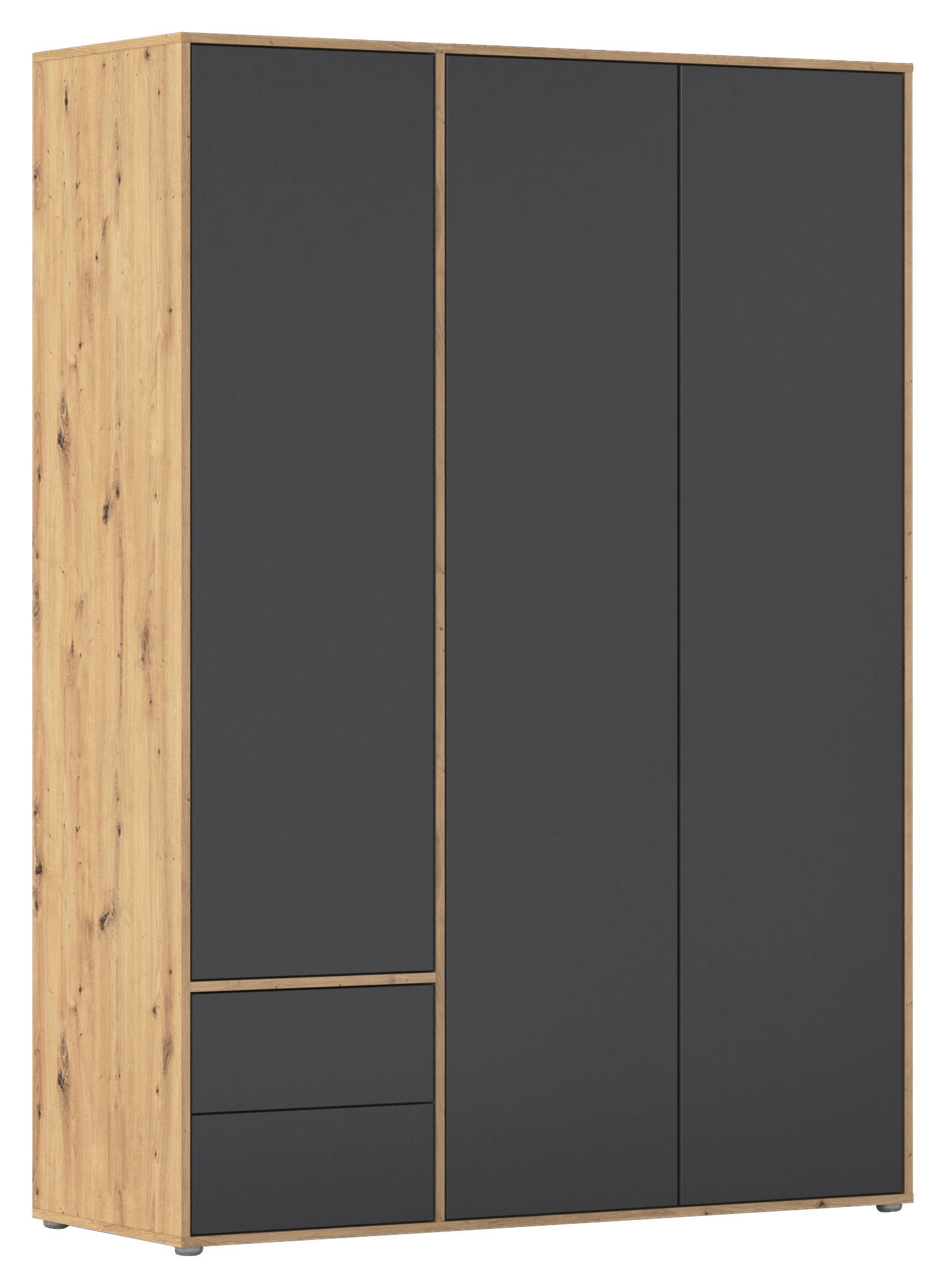 DREHTÜRENSCHRANK 140/194/53 cm 3-türig Grau, Eiche Artisan  - Eiche Artisan/Grau, MODERN, Holzwerkstoff (140/194/53cm) - Rauch Möbel