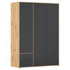 DREHTÜRENSCHRANK in Grau, Eiche Artisan  - Eiche Artisan/Grau, Modern, Holzwerkstoff (140/194/53cm) - Rauch Möbel