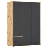 DREHTÜRENSCHRANK in Grau, Eiche Artisan  - Eiche Artisan/Grau, Modern, Holzwerkstoff (140/194/53cm) - Rauch Möbel
