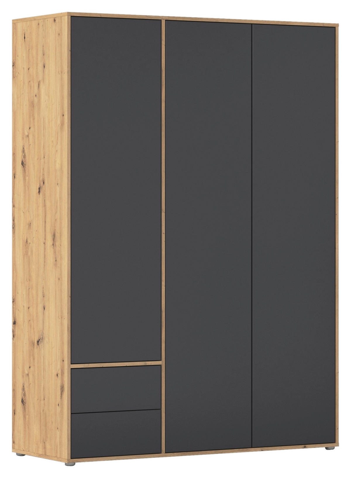 DREHTÜRENSCHRANK in Grau, Eiche Artisan  - Eiche Artisan/Grau, Modern, Holzwerkstoff (140/194/53cm) - Rauch Möbel