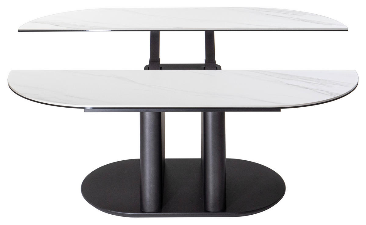 COUCHTISCH Glaskeramik, ESG 120/70/44-61 cm oval Anthrazit, Weiß  - Anthrazit/Weiß, Design, Holzwerkstoff/Metall (120/70/44-61cm) - Ambiente