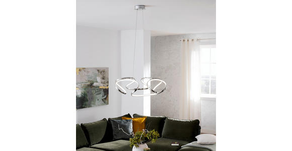 LED-HÄNGELEUCHTE 70/120 cm  - Silberfarben/Alufarben, Design, Kunststoff/Metall (70/120cm) - Ambiente