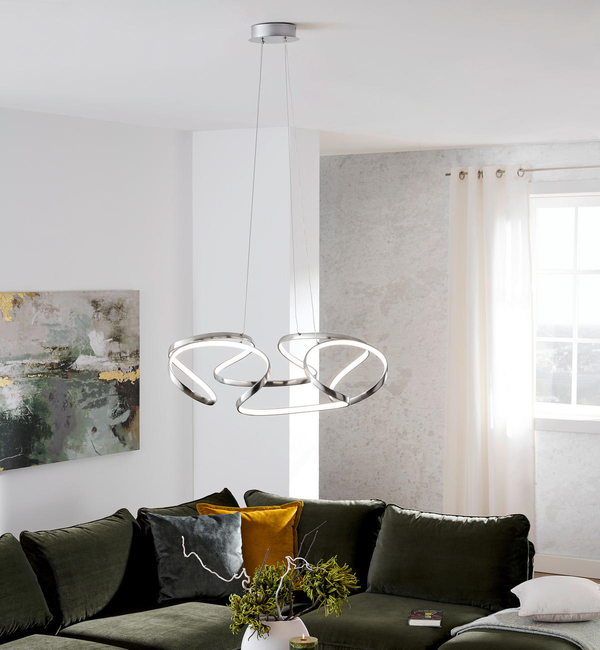 LED-HÄNGELEUCHTE 70/120 cm  - Silberfarben/Alufarben, Design, Kunststoff/Metall (70/120cm) - Ambiente