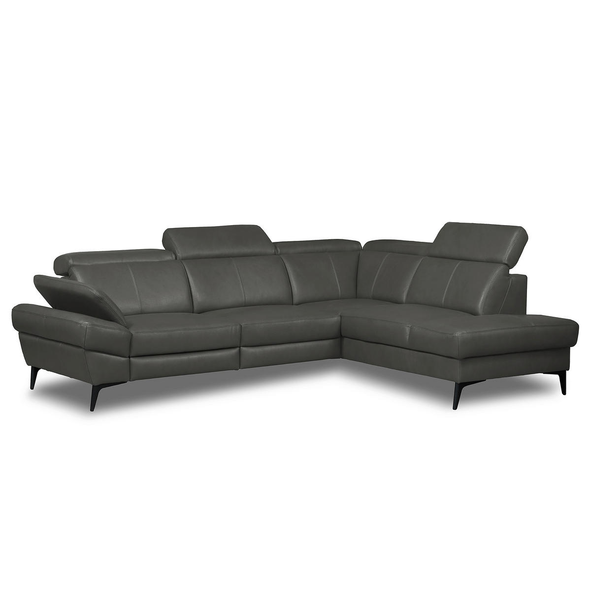 ECKSOFA  in Lederlook Echtleder Anthrazit  264/211 cm  - Anthrazit/Schwarz, Design, Leder/Textil (264/211cm) - Livetastic