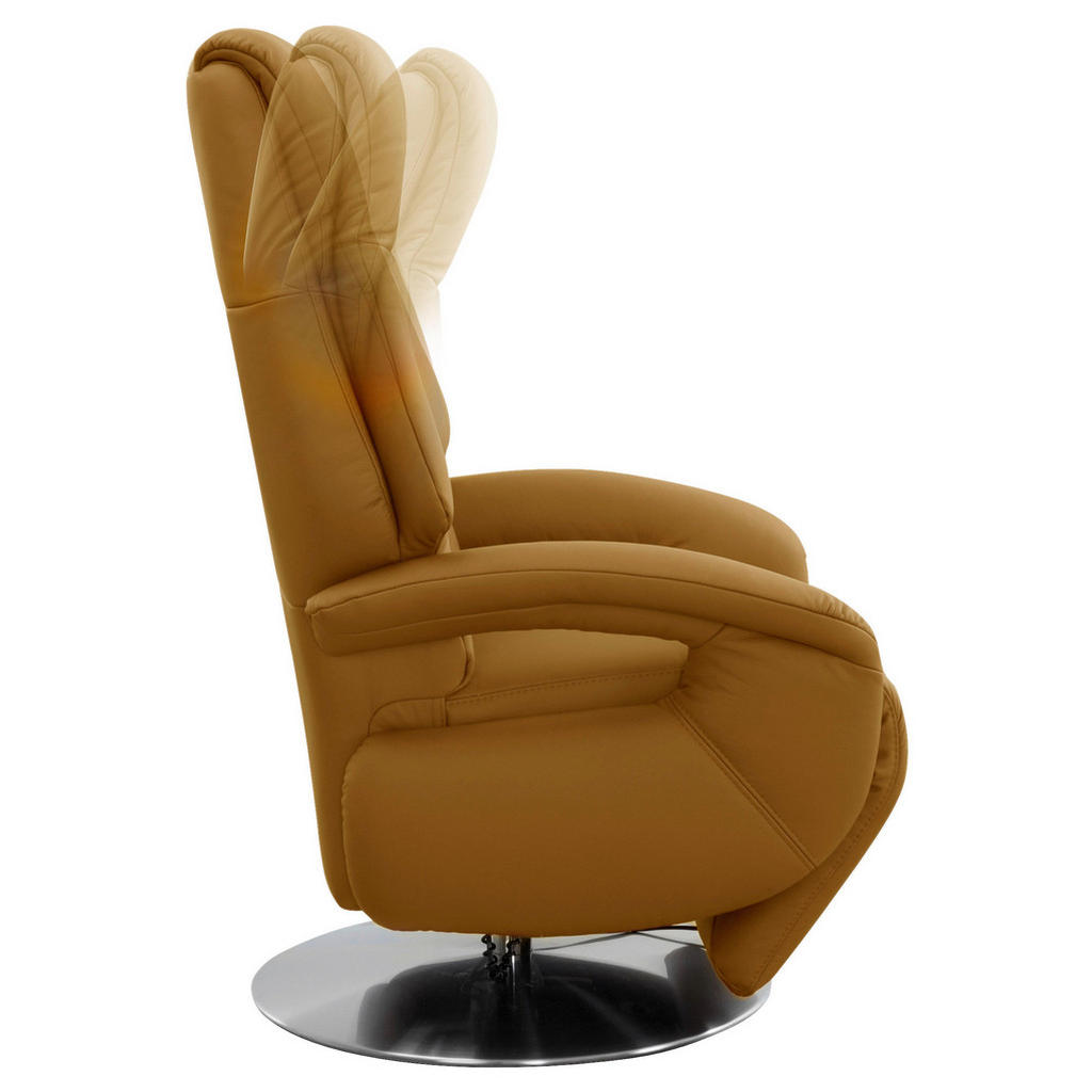 Thumbnail - Sit & More Relaxsessel, Currygelb, Leder, Echtleder, Nappaleder, 74x111x77 cm, Goldenes M, Made in Europe, DGM-Klimapakt...