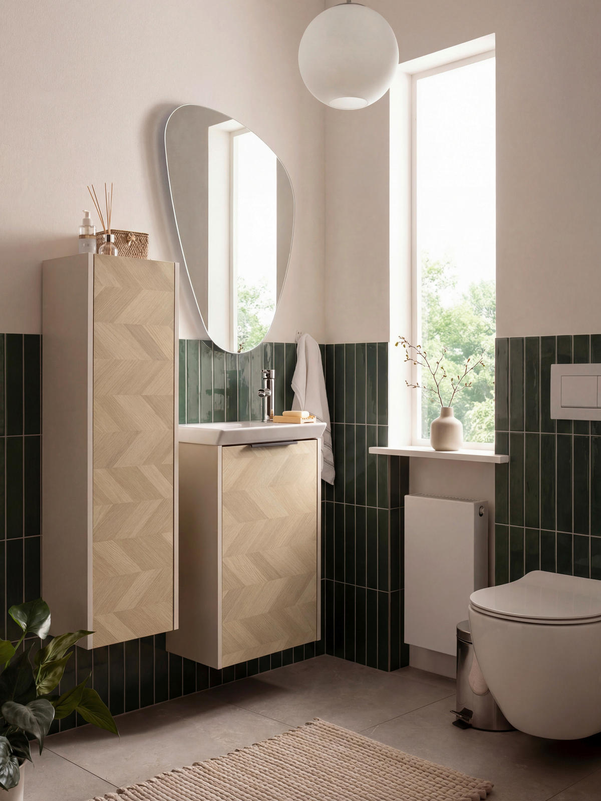 WASCHTISCHKOMBI 45,5 cm  - Eichefarben/Creme, KONVENTIONELL, Keramik/Holzwerkstoff (45,5cm) - Stylife