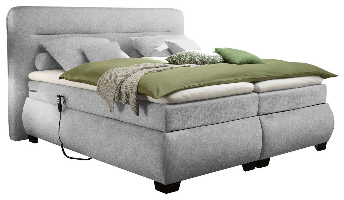 BOXSPRINGBETT 180/200 cm  in Silberfarben  - Silberfarben/Schwarz, Konventionell, Kunststoff/Textil (180/200cm) - MID.YOU