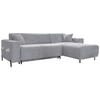 ECKSOFA Hellgrau Cord  - Hellgrau/Schwarz, Textil/Metall (260/165cm) - MID.YOU